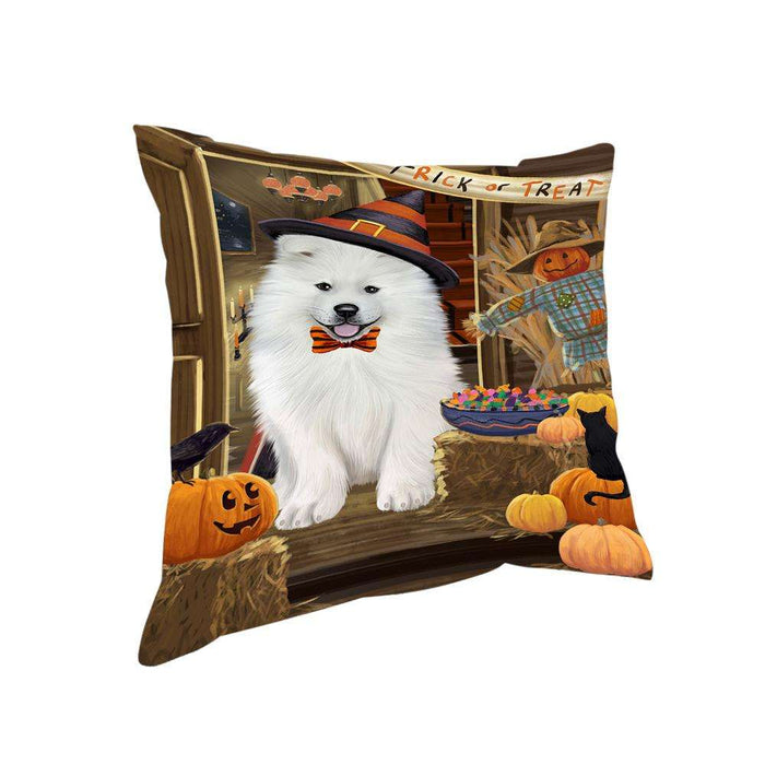 Enter at Own Risk Trick or Treat Halloween Samoyed Dog Pillow PIL69676