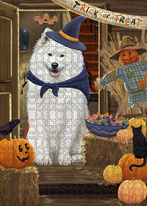 Enter at Own Risk Trick or Treat Halloween Samoyed Dog Puzzle with Photo Tin PUZL80192