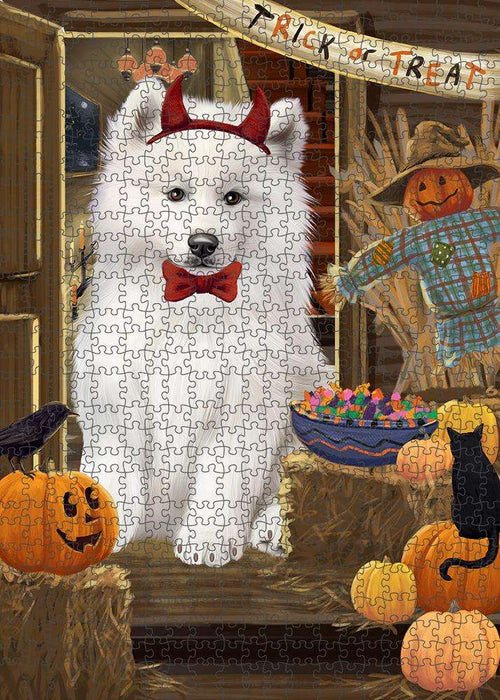 Enter at Own Risk Trick or Treat Halloween Samoyed Dog Puzzle with Photo Tin PUZL80204
