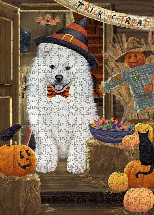Enter at Own Risk Trick or Treat Halloween Samoyed Dog Puzzle with Photo Tin PUZL80208