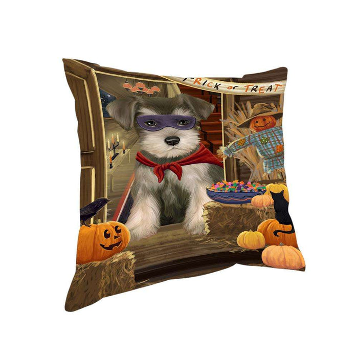 Enter at Own Risk Trick or Treat Halloween Schnauzer Dog Pillow PIL69684
