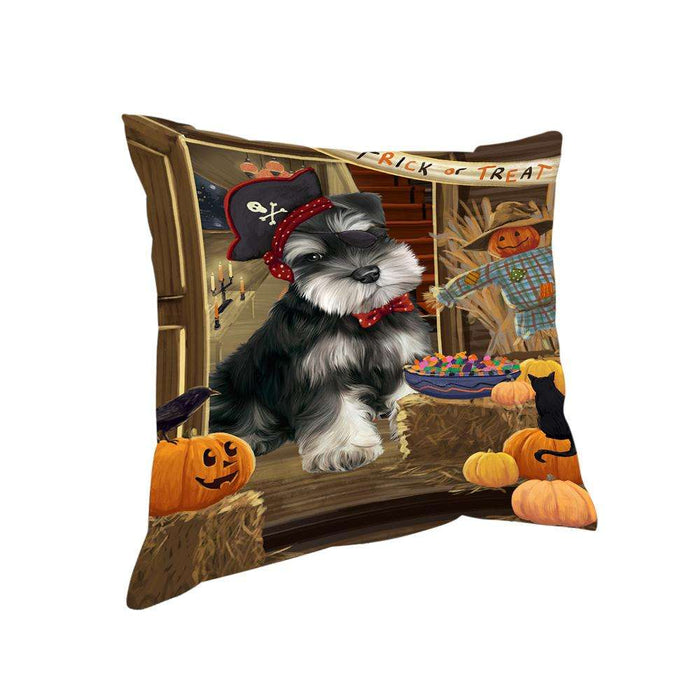Enter at Own Risk Trick or Treat Halloween Schnauzer Dog Pillow PIL69688