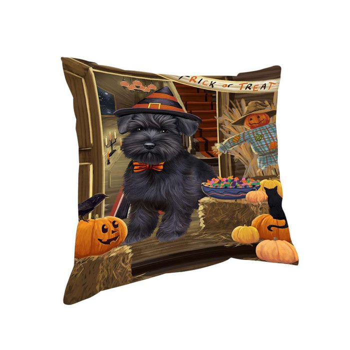 Enter at Own Risk Trick or Treat Halloween Schnauzer Dog Pillow PIL69696