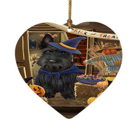 Enter at Own Risk Trick or Treat Halloween Scottish Terrier Dog Heart Christmas Ornament HPOR53269