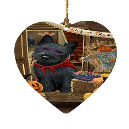 Enter at Own Risk Trick or Treat Halloween Scottish Terrier Dog Heart Christmas Ornament HPOR53270