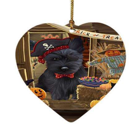 Enter at Own Risk Trick or Treat Halloween Scottish Terrier Dog Heart Christmas Ornament HPOR53271