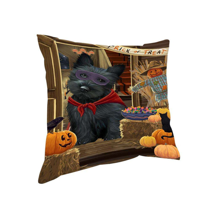 Enter at Own Risk Trick or Treat Halloween Scottish Terrier Dog Pillow PIL69704
