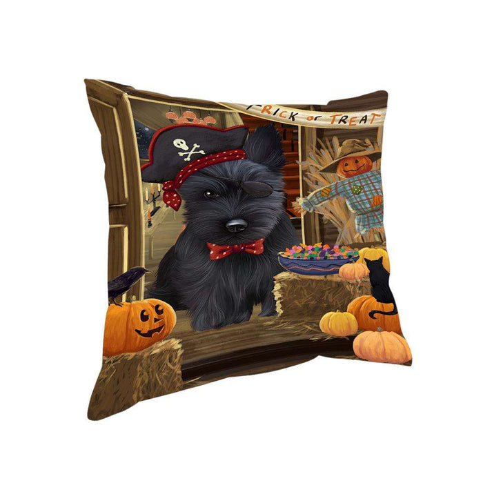 Enter at Own Risk Trick or Treat Halloween Scottish Terrier Dog Pillow PIL69708