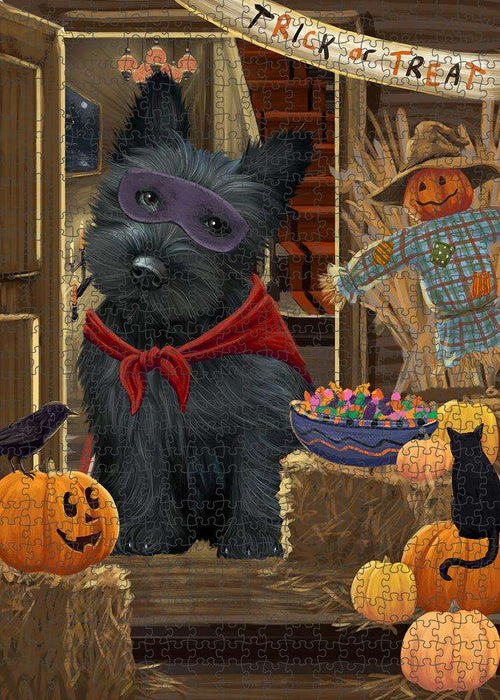 Enter at Own Risk Trick or Treat Halloween Scottish Terrier Dog Puzzle with Photo Tin PUZL80236