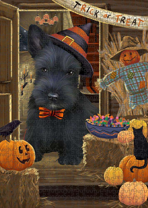 Enter at Own Risk Trick or Treat Halloween Scottish Terrier Dog Puzzle  PUZL80248