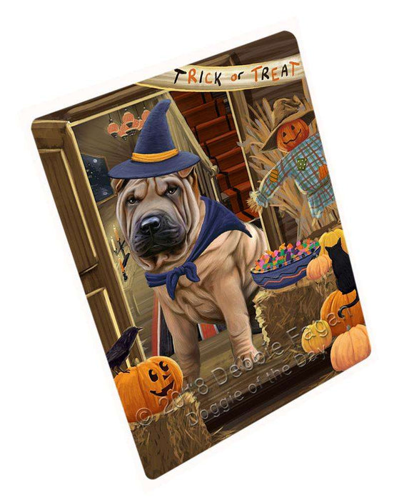 Enter at Own Risk Trick or Treat Halloween Shar Pei Dog Large Refrigerator / Dishwasher Magnet RMAG80526