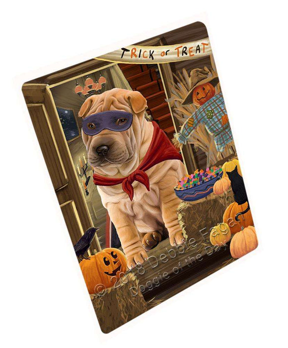 Enter at Own Risk Trick or Treat Halloween Shar Pei Dog Large Refrigerator / Dishwasher Magnet RMAG80532