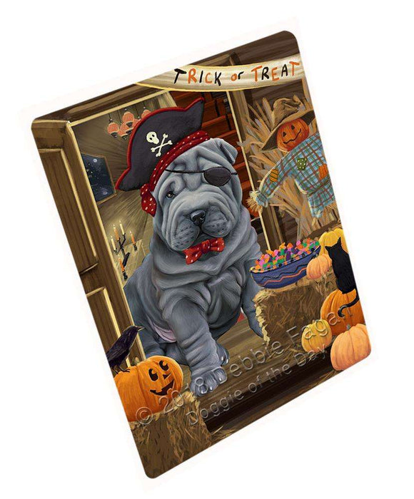 Enter at Own Risk Trick or Treat Halloween Shar Pei Dog Large Refrigerator / Dishwasher Magnet RMAG80538