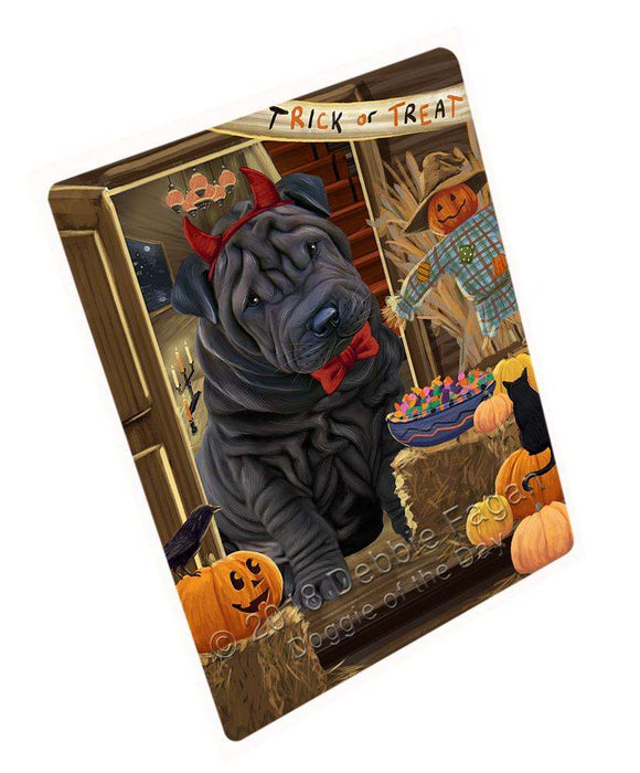 Enter at Own Risk Trick or Treat Halloween Shar Pei Dog Large Refrigerator / Dishwasher Magnet RMAG80544