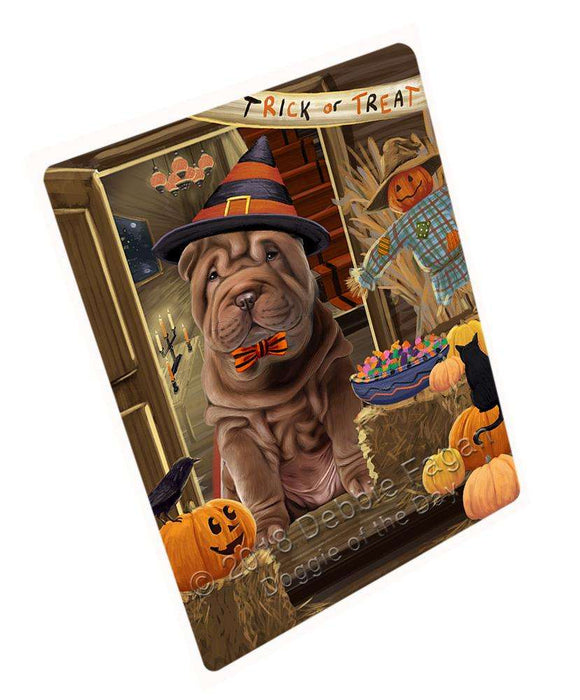 Enter at Own Risk Trick or Treat Halloween Shar Pei Dog Large Refrigerator / Dishwasher Magnet RMAG80550