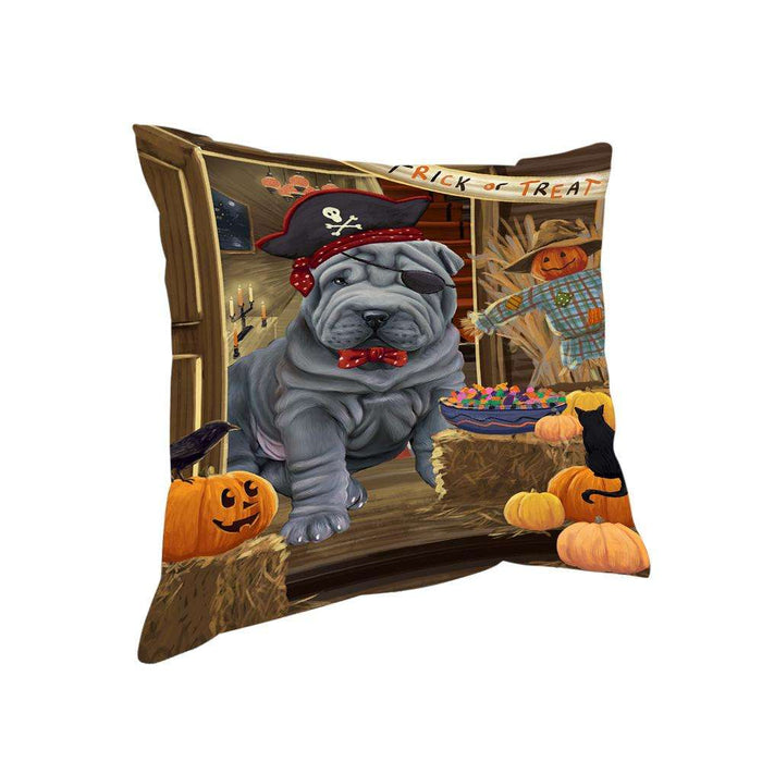 Enter at Own Risk Trick or Treat Halloween Shar Pei Dog Pillow PIL69728