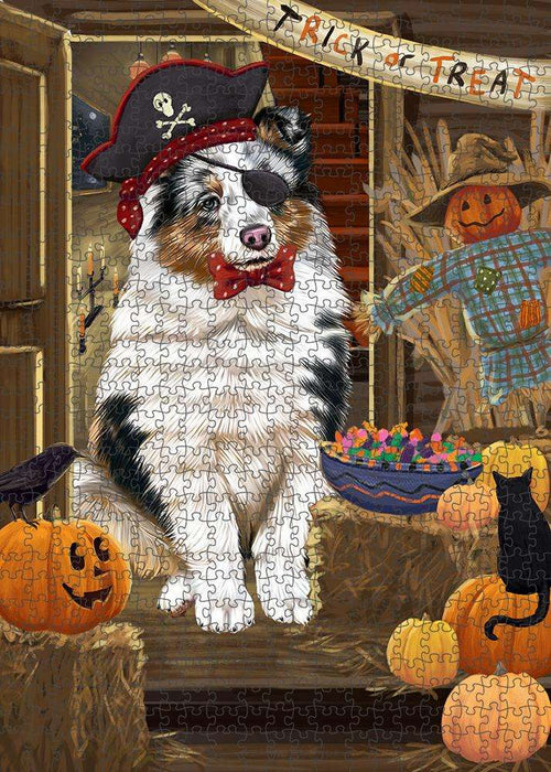 Enter at Own Risk Trick or Treat Halloween Shetland Sheepdog Puzzle with Photo Tin PUZL80280