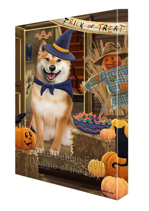 Enter at Own Risk Trick or Treat Halloween Shiba Inu Dog Canvas Print Wall Art Décor CVS97406