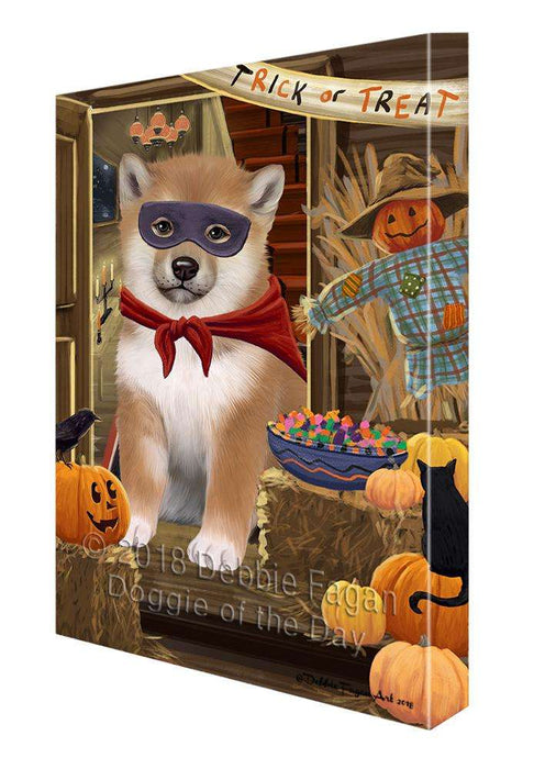 Enter at Own Risk Trick or Treat Halloween Shiba Inu Dog Canvas Print Wall Art Décor CVS97415