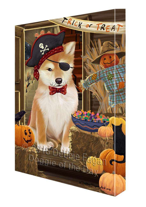 Enter at Own Risk Trick or Treat Halloween Shiba Inu Dog Canvas Print Wall Art Décor CVS97424