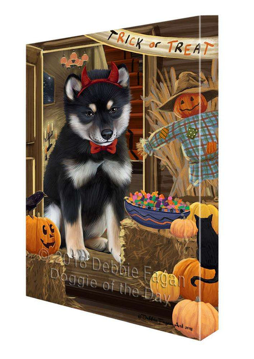 Enter at Own Risk Trick or Treat Halloween Shiba Inu Dog Canvas Print Wall Art Décor CVS97433