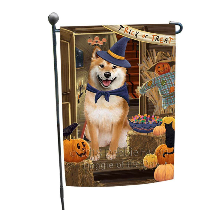 Enter at Own Risk Trick or Treat Halloween Shiba Inu Dog Garden Flag GFLG53346