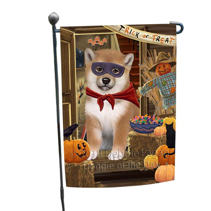 Enter at Own Risk Trick or Treat Halloween Shiba Inu Dog Garden Flag GFLG53347