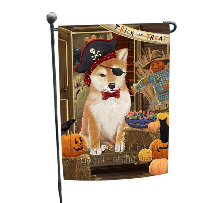 Enter at Own Risk Trick or Treat Halloween Shiba Inu Dog Garden Flag GFLG53348