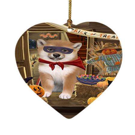 Enter at Own Risk Trick or Treat Halloween Shiba Inu Dog Heart Christmas Ornament HPOR53285