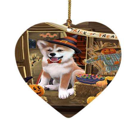 Enter at Own Risk Trick or Treat Halloween Shiba Inu Dog Heart Christmas Ornament HPOR53288