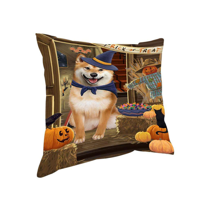 Enter at Own Risk Trick or Treat Halloween Shiba Inu Dog Pillow PIL69760