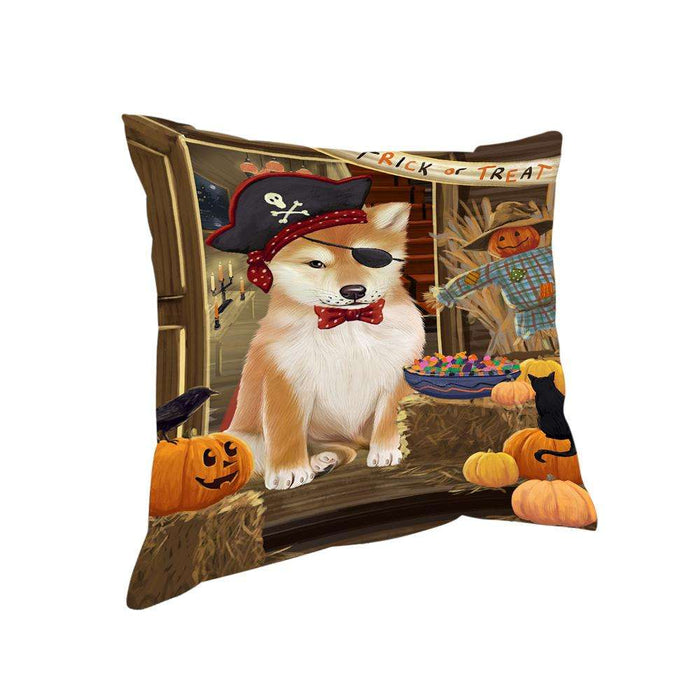 Enter at Own Risk Trick or Treat Halloween Shiba Inu Dog Pillow PIL69768