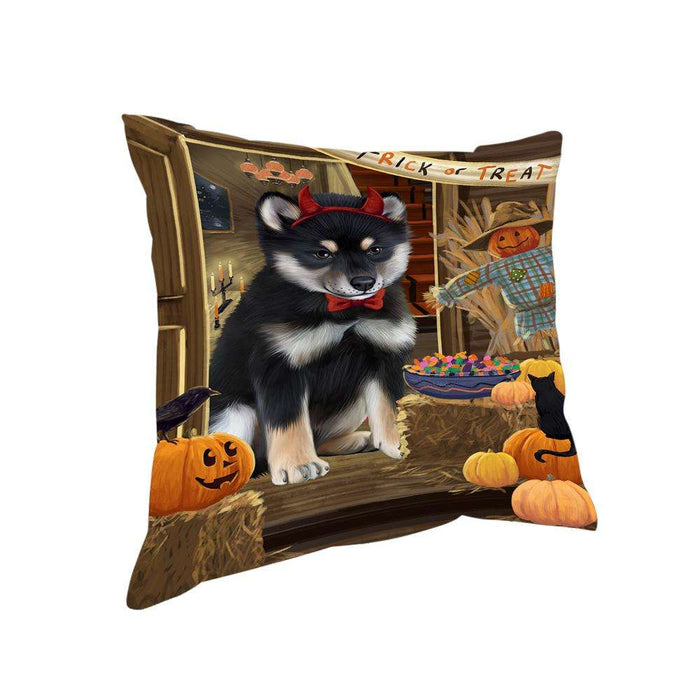 Enter at Own Risk Trick or Treat Halloween Shiba Inu Dog Pillow PIL69772