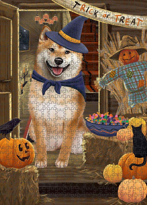 Enter at Own Risk Trick or Treat Halloween Shiba Inu Dog Puzzle  PUZL80292