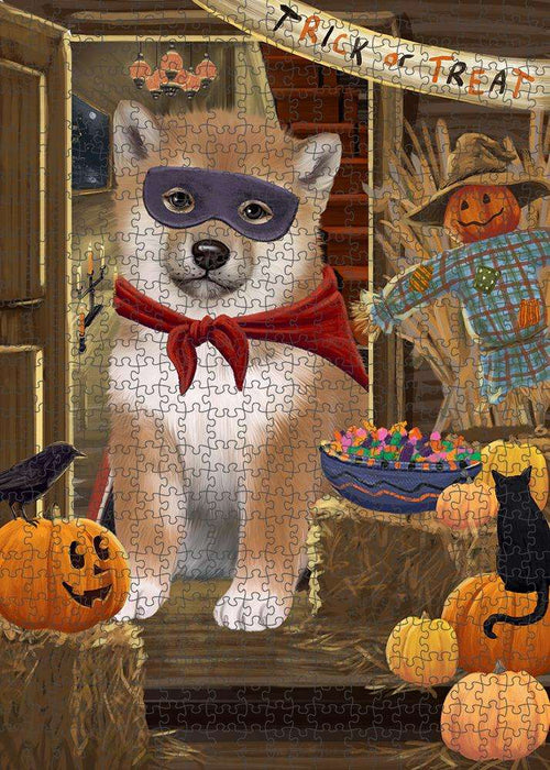 Enter at Own Risk Trick or Treat Halloween Shiba Inu Dog Puzzle with Photo Tin PUZL80296