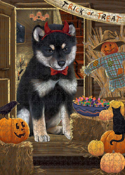 Enter at Own Risk Trick or Treat Halloween Shiba Inu Dog Puzzle with Photo Tin PUZL80304