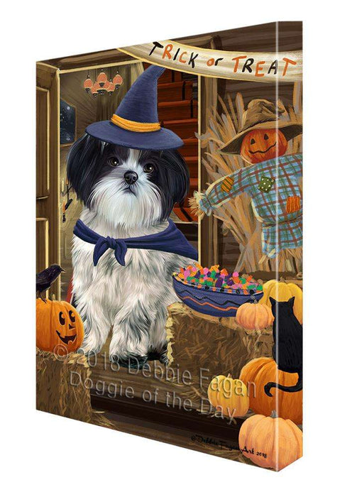 Enter at Own Risk Trick or Treat Halloween Shih Tzu Dog Canvas Print Wall Art Décor CVS97451