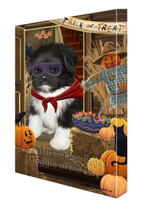 Enter at Own Risk Trick or Treat Halloween Shih Tzu Dog Canvas Print Wall Art Décor CVS97460