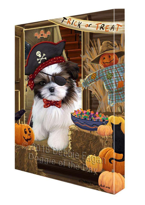 Enter at Own Risk Trick or Treat Halloween Shih Tzu Dog Canvas Print Wall Art Décor CVS97469