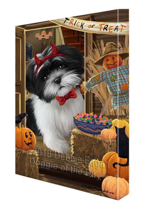 Enter at Own Risk Trick or Treat Halloween Shih Tzu Dog Canvas Print Wall Art Décor CVS97478
