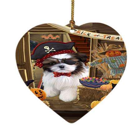 Enter at Own Risk Trick or Treat Halloween Shih Tzu Dog Heart Christmas Ornament HPOR53291