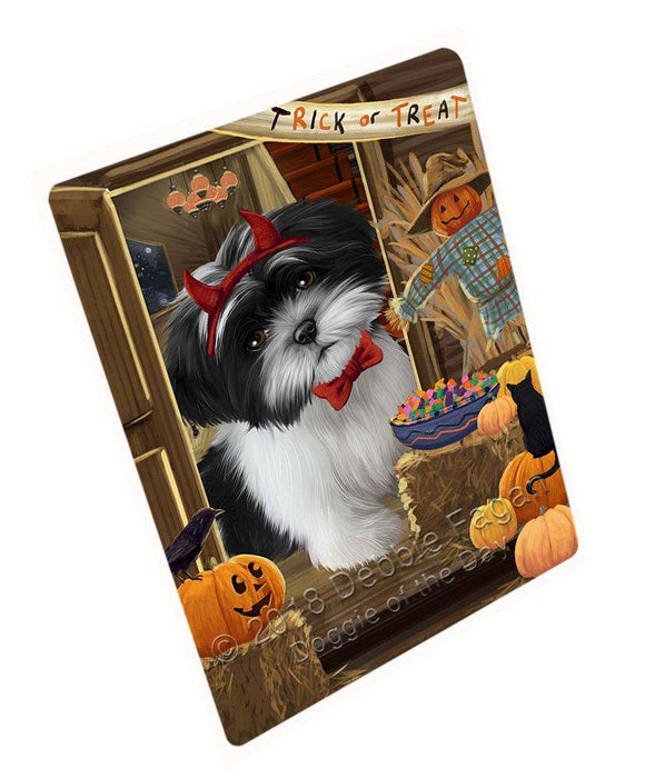 Enter at Own Risk Trick or Treat Halloween Shih Tzu Dog Large Refrigerator / Dishwasher Magnet RMAG80634