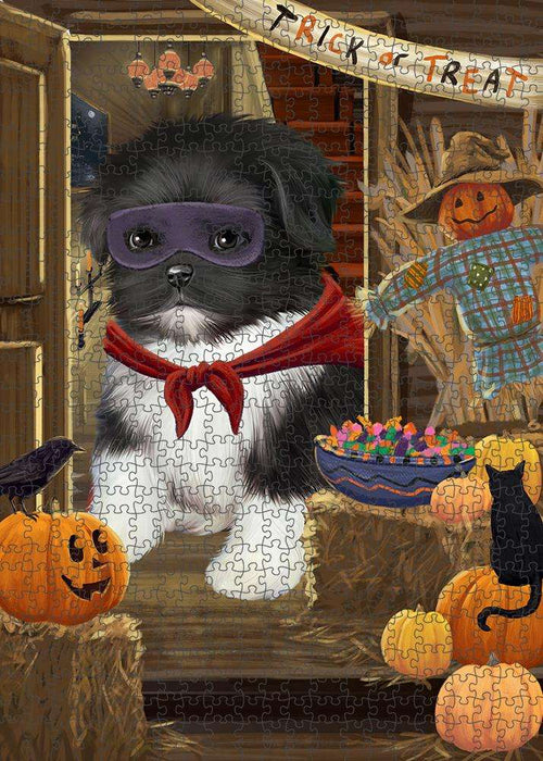 Enter at Own Risk Trick or Treat Halloween Shih Tzu Dog Puzzle with Photo Tin PUZL80316