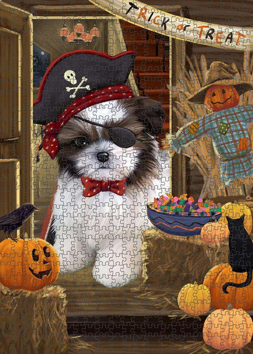 Enter at Own Risk Trick or Treat Halloween Shih Tzu Dog Puzzle with Photo Tin PUZL80320