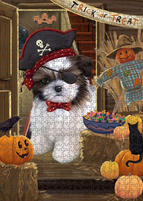 Enter at Own Risk Trick or Treat Halloween Shih Tzu Dog Puzzle  PUZL80320