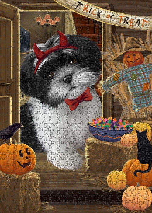 Enter at Own Risk Trick or Treat Halloween Shih Tzu Dog Puzzle  PUZL80324