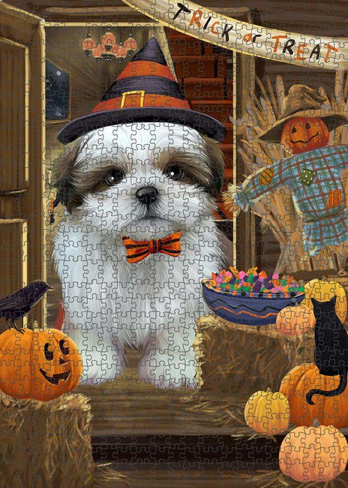 Enter at Own Risk Trick or Treat Halloween Shih Tzu Dog Puzzle with Photo Tin PUZL80328