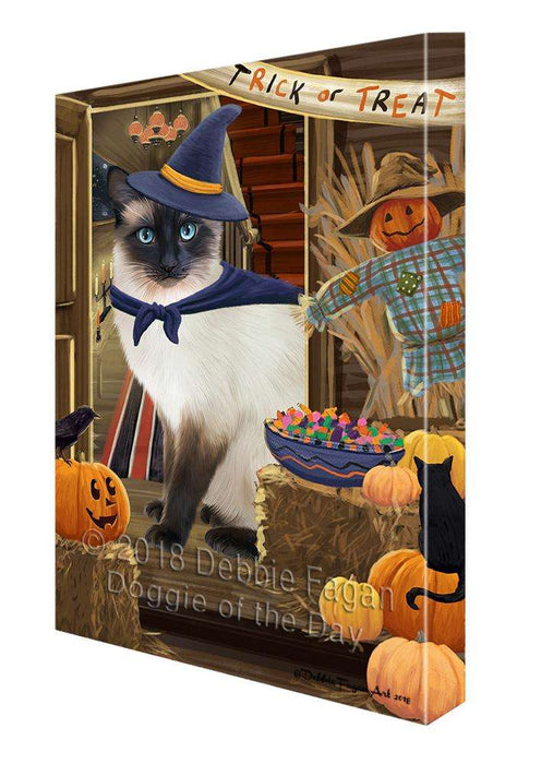Enter at Own Risk Trick or Treat Halloween Siamese Cat Dog Canvas Print Wall Art Décor CVS97496