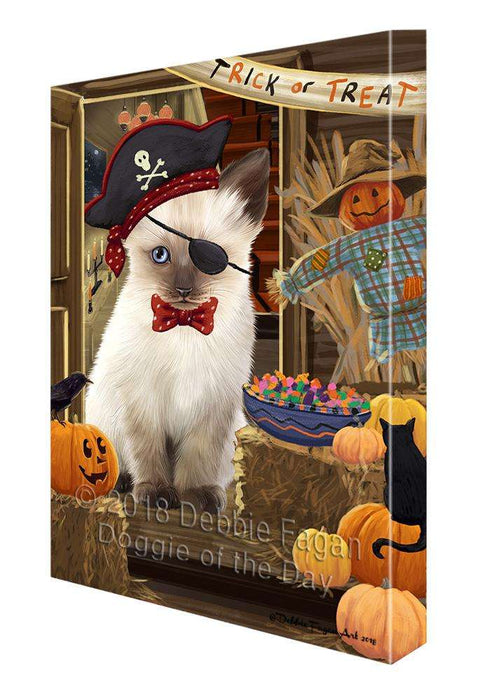 Enter at Own Risk Trick or Treat Halloween Siamese Cat Dog Canvas Print Wall Art Décor CVS97514