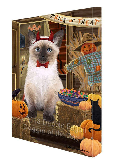 Enter at Own Risk Trick or Treat Halloween Siamese Cat Dog Canvas Print Wall Art Décor CVS97523